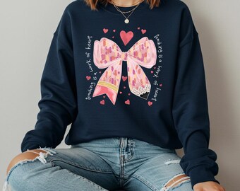 Pink Coquette Teacher Hoodie: Teaching is a Work of Heart