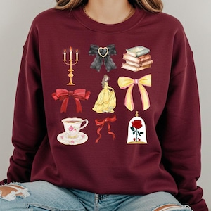 Beauty And The Beast Sweatshirt, Enchanted Rose Sweater, Disneyland Princess Belle Hoodie, Princess Gift, Belle Beauty Hoodies, Couqettes