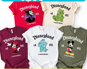Retro Disneyland Est 1955 Shirt, Disney All Characters Shirt,Mickey And Friends Shirt,Disney Matching Shirt,Disney Group Shirt,Family Xmas
