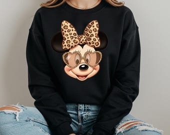 Leopard Minnie Mouse Hoodie, Disney Trip Sweatshirt