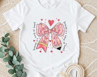 Pink Bow Teacher T-shirt: Coquette Back to School Tee