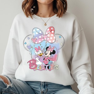Moletom com capuz das melhores amigas da Minnie e da Daisy, moletom das melhores amigas da Disney, suéter de viagem para meninas da WDW, moletom com presente das melhores amigas da Disney, moletom para meninas da Disney