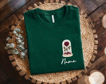 Chemise La Belle et la Bête, T-shirt Belle rose enchantée