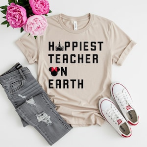 Happiest Teacher On Earth Sweatshirt, Disney Teacher Shirt, Mickey Minnie Sweatshirt, Teacher Week Shirt, Back to School Tee, Disney Shirt
