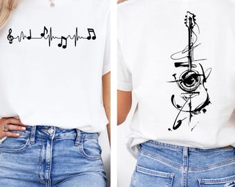 Music Heartbeat T-Shirt, Abstract Guitar Art, Musician Gift