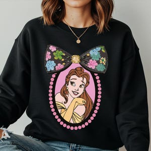 Belle Princess Hoodie, Retro Disney Belle Sweatshirt, Cute Girls Disney Trip 2025 Sweater, Beauty And The Beast Disney Vacation Hoodie