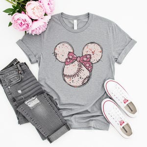 Minnie Head Baseball Tee, Minnie Softball Shirt, Disney World Baseball Shirt, Disneyland Family Vacation Shirt, Baseball Lover Tee, Baseball