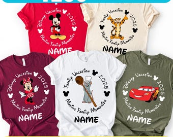 Custom Name Disney Characters Shirt, Personalized Disney Shirt, Disney Family Trip Shirt, Walt Disney All Characters Shirt