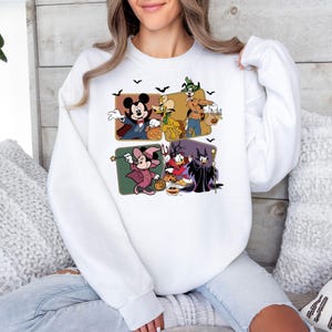 Mickey and Friends Halloween Sweatshirt, Mickey Minnie Donald Sweater, Mickey and Friends Halloween Sweater, Trendy Halloween Party Sweat