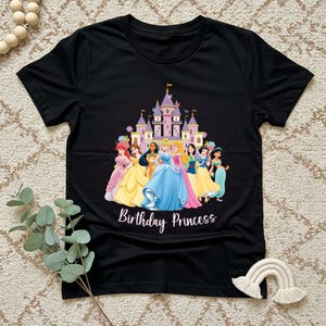 Camiseta de princesa de cumpleaños, camiseta de castillo de princesa Disney, camiseta de cumpleaños de princesa Disney, camiseta de cumpleaños, camiseta de fiesta de cumpleaños, princesa Disney