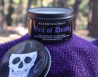 Soy Candle - leather, tobacco, amber, patchouli - 'Veil Of Death'