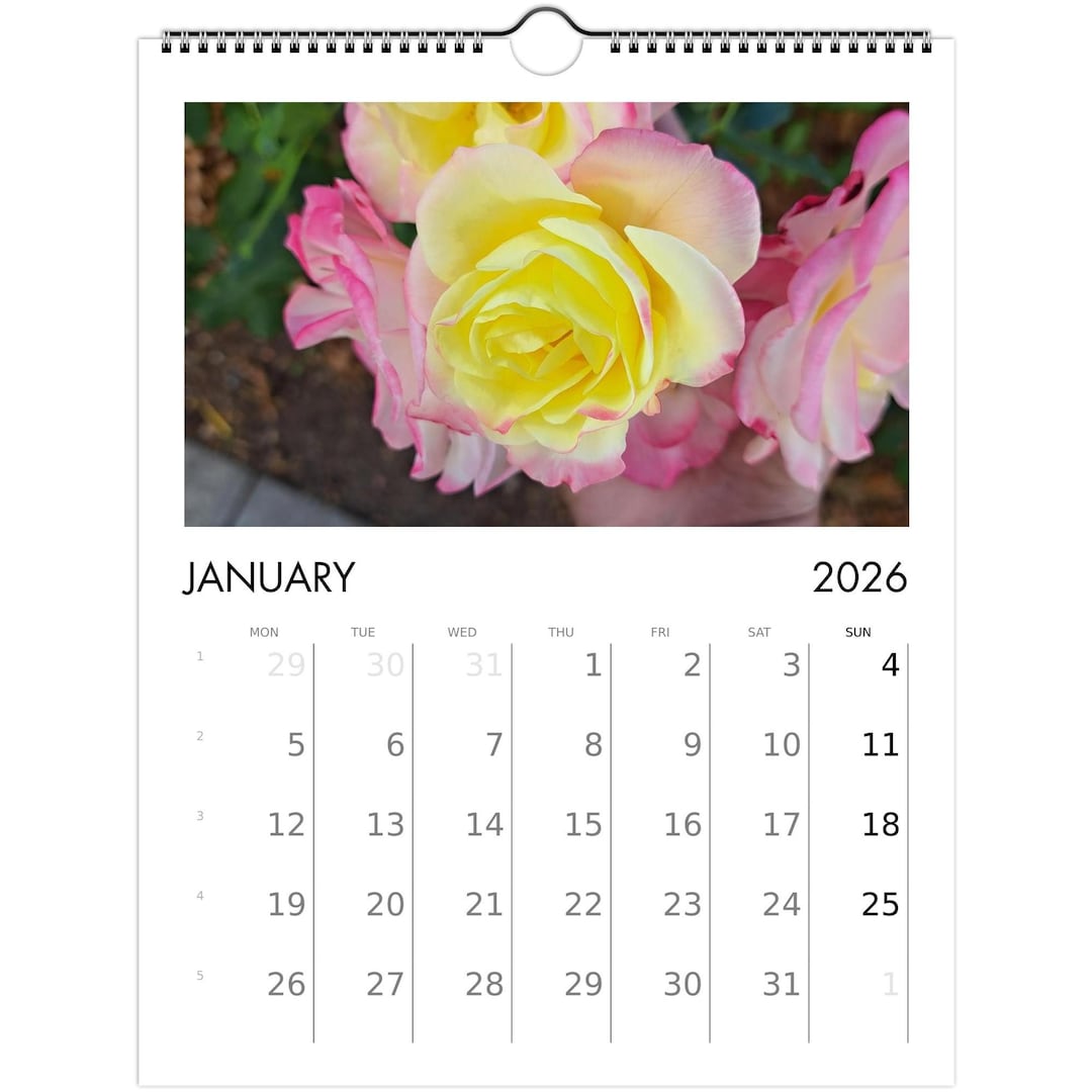 Rose Calendar 2026 Monthly Wall Calender 12 Month | American Made In The USA