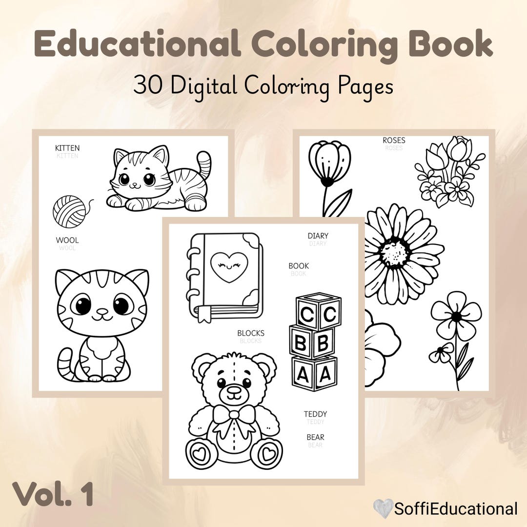Coloring Book Educational - Volume 1 - Etsy, image size:1080x1080