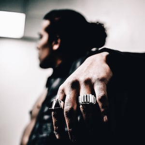 FLANGED SILVER Spiked Riot Ring