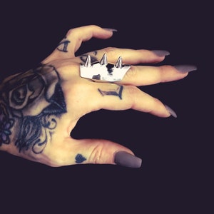 Shield Spike Solid Silver Ring, Spiked Ring for Men, Spike Ring for Women, 925 Silver Ring