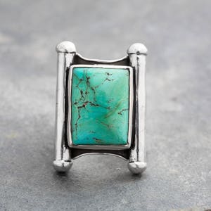 Kingman Turquoise Silver Ring, Genuine Turquoise Jewelry, Arizona Turquoise Ring, Sterling Silver Ring