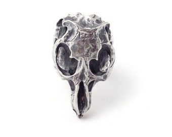 Wild Silver Skull Ring, Big Biker Ring, Animal Skull Ring for Men , Silver Skull Statement Ring