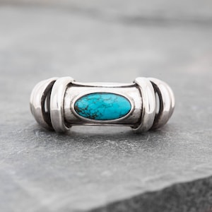 Cosmic Radial Genuine Kingman Turquoise Silver Ring, Arizona Turquoise Ring, Rings For Women, Rings For Men, Turquoise Sterling Silver Ring