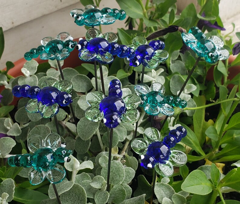 Dragon Fly Glass Garden Plant Stake Fairy Garden Suncatchers image 6