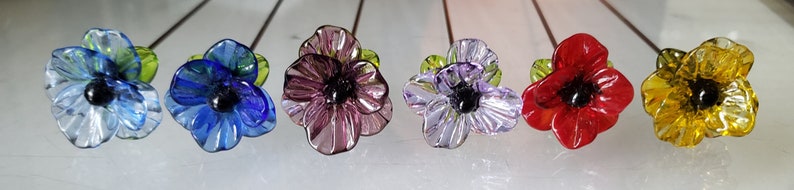 Glass Flower, Flower Plant Garden Stake, Single Flower, Fairy Garden Glass Art, Lampwork Glass image 2