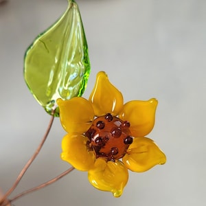 Sunflower Ukraine Glass Lampwork Flower Headpins Copper Wire image 2