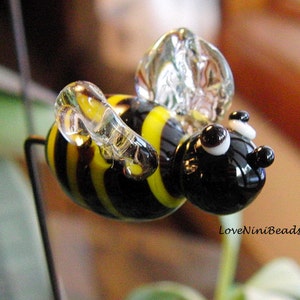 Bumble Bee Spring Garden Art Sun Catcher Plant Stake Lamp Work Glass Bumble Bee