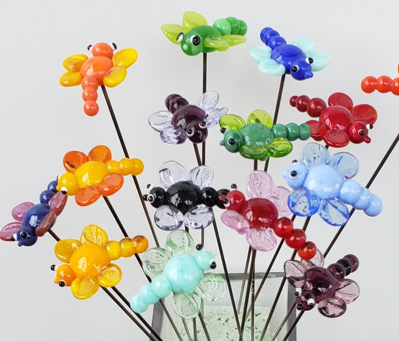 Dragon Fly Glass Garden Plant Stake Fairy Garden Suncatchers image 8