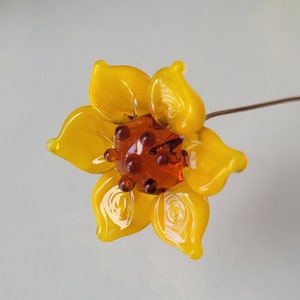 Sunflower Ukraine Glass Lampwork Flower Headpins Copper Wire image 4