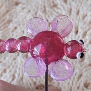 Pink Dragonfly Plant Poke Suncatcher Two Tone Pink