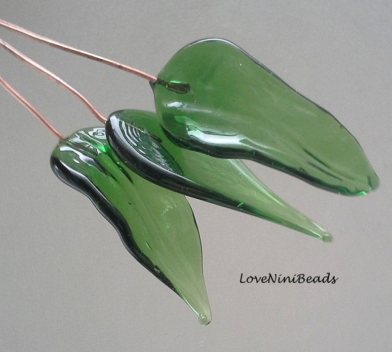 Green Leaf Glass Leaves Headpins image 3