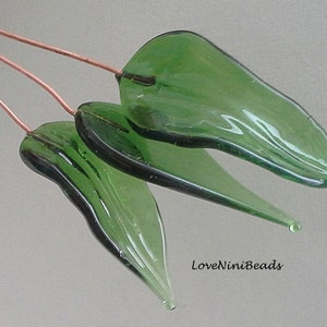 Green Leaf Glass Leaves Headpins image 2