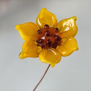 Sunflower Ukraine Glass Lampwork Flower Headpins Copper Wire image 3