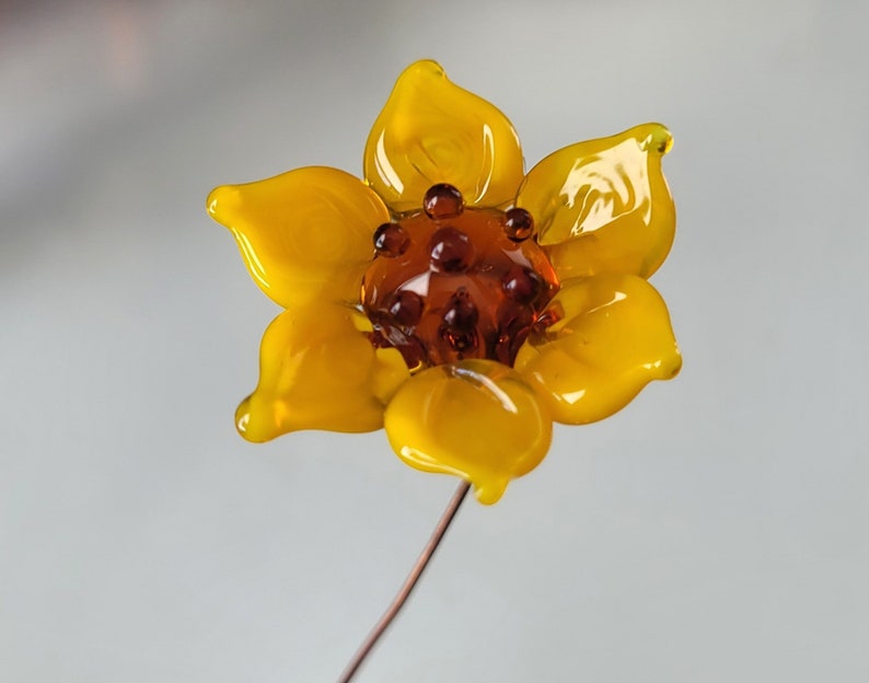 Sunflower Ukraine Glass Lampwork Flower Headpins Copper Wire image 3