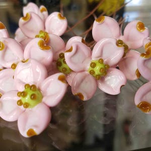 Dogwood Spring Flower Pink Glass Wedding Flower Headpins Copper Wire image 2