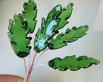 Poppy Leaf ~ Sage Glass Leaves - Headpins