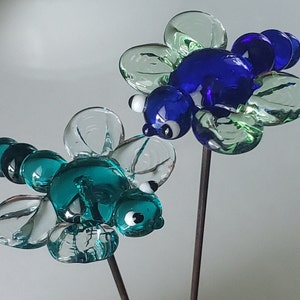 Dragon Fly Glass Garden Plant Stake Fairy Garden Suncatchers image 1