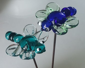 Dragon Fly Glass Garden Plant Stake ~ Fairy Garden ~ Suncatchers