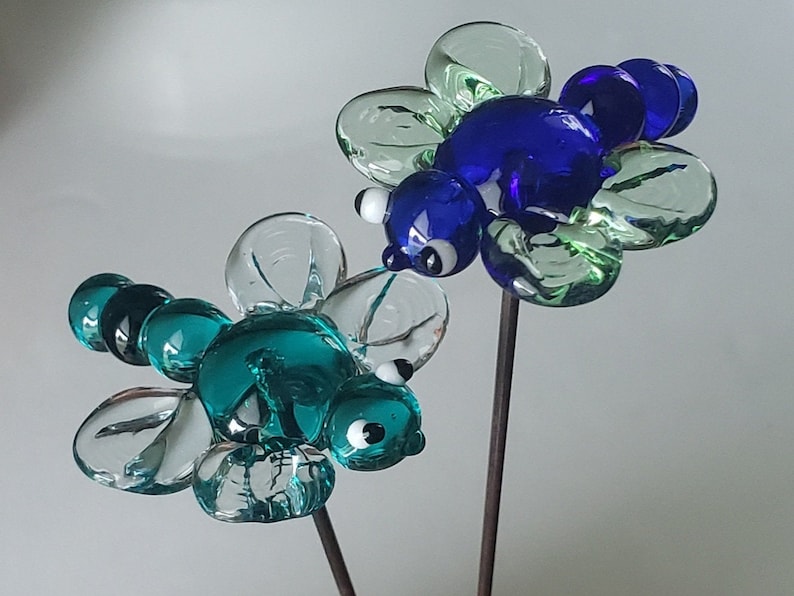 Dragon Fly Glass Garden Plant Stake Fairy Garden Suncatchers image 1