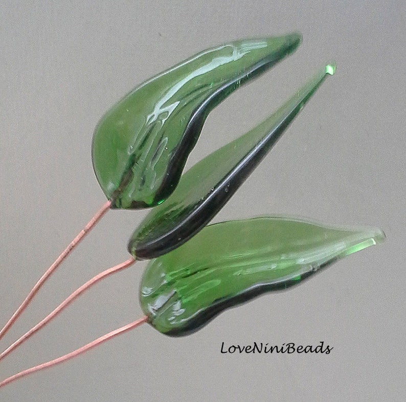 Green Leaf Glass Leaves Headpins image 1