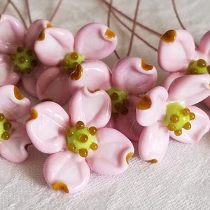Dogwood Spring Flower Pink Glass Wedding Flower Headpins Copper Wire image 1