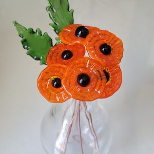 Poppy Red Poppy Orange Poppy Leaves Headpins image 4