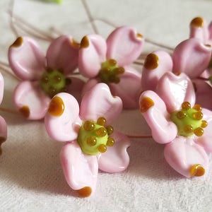 Dogwood Spring Flower Pink Glass Wedding Flower Headpins Copper Wire image 3
