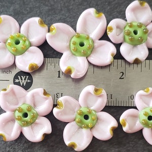 Dogwood Flower Bead White or Pink Lampwork Glass Flower Bead image 7