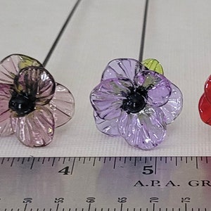 Glass Flower, Flower Plant Garden Stake, Single Flower, Fairy Garden Glass Art, Lampwork Glass image 3