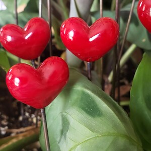 Valentine's Day Heart, Red Puffy Heart Garden Art Sun Catcher Plant Stake Lampwork Glass Puffy Heart image 3