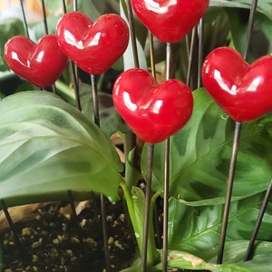 Valentine's Day Heart, Red Puffy Heart Garden Art Sun Catcher Plant Stake Lampwork Glass Puffy Heart image 4