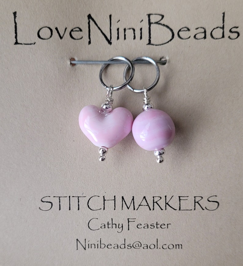 Stitch Markers Valentine Hearts Glass Figure image 4