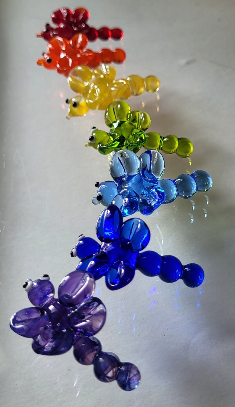 Glass Dragonfly Bead Glass Rainbow colors. image 2