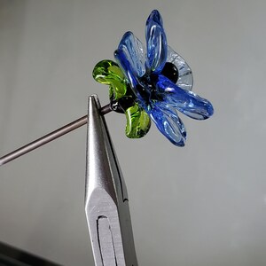 Glass Flower, Flower Plant Garden Stake, Single Flower, Fairy Garden Glass Art, Lampwork Glass image 7