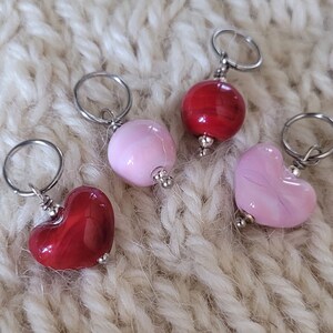 Stitch Markers Valentine Glass Hearts Gnomes image 3